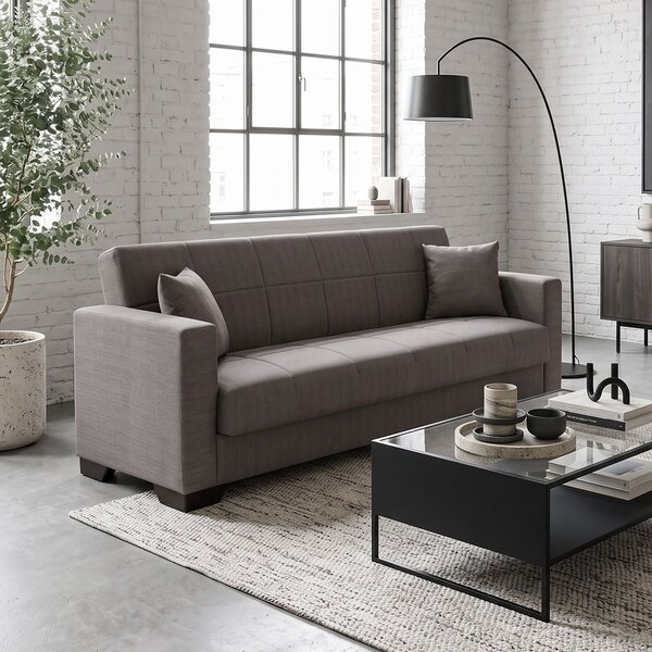 Canapea extensibila cu spatiu de depozitare Vox, Maro, 180x75x85 cm