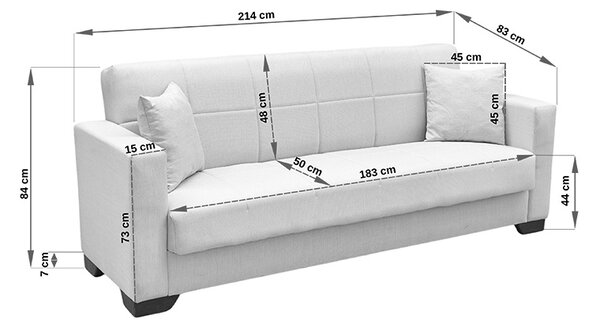 Canapea extensibila cu spatiu de depozitare Vox, Maro, 180x75x85 cm
