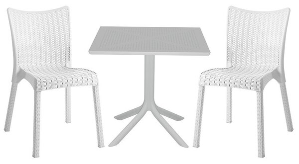 Set de gradina masa si scaune Groovy-Confident set 3 piese plastic alb 80x80x74.5cm