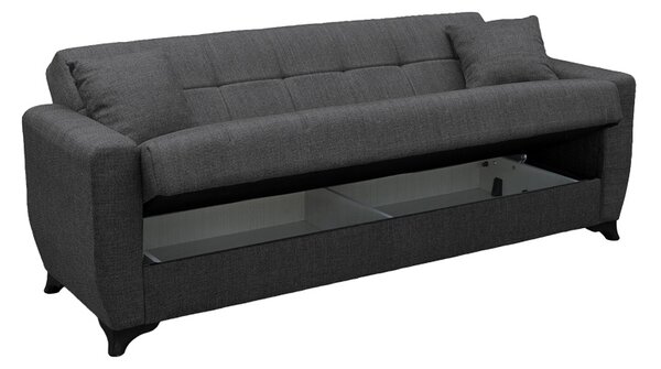Canapea extensibila cu spatiu de depozitare Modesto, Gri, 215x75x85 cm
