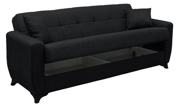 Canapea extensibila cu spatiu de depozitare Modesto, Gri/Antracit, 215x75x85 cm