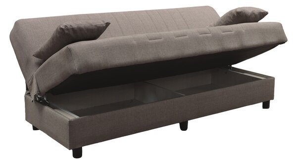 Canapea extensibila cu spatiu de depozitare Romina, Maro, 180x75x85 cm
