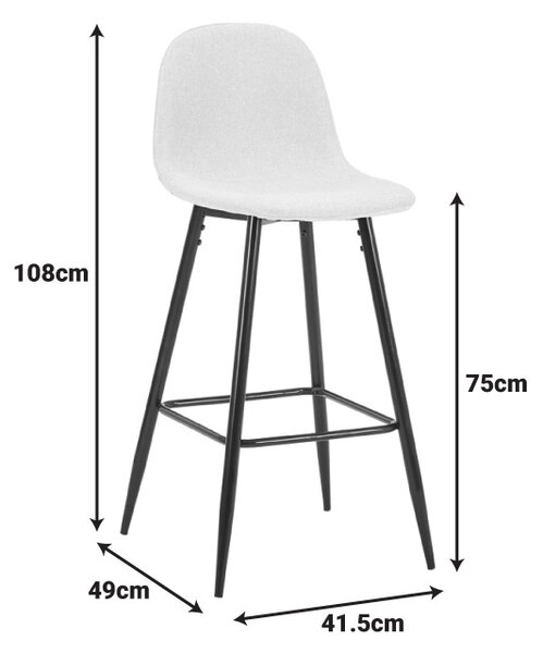 Scaun de bar Bella, Gri inchis, 41.5x49x108 cm