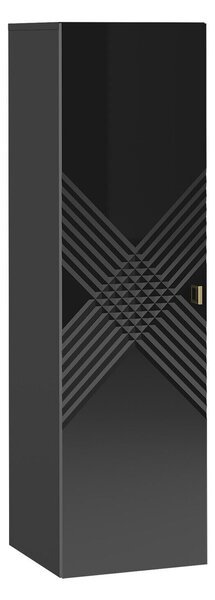 Cabinet de baie suspendat Natar, Negru lucios, Negru, PAL laminat, MDF, 120x35x35cm, 26 kg