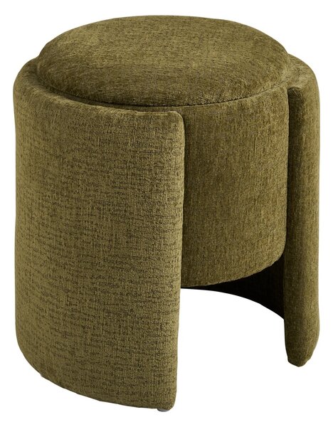 Taburet circular Walsdorf, Verde inchis, 42x42x44 cm