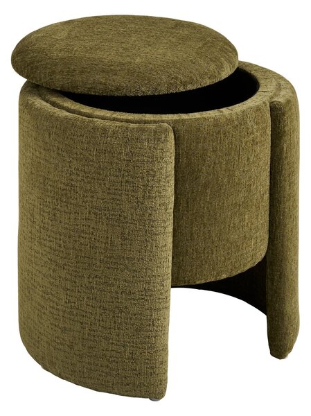 Taburet circular Walsdorf, Verde inchis, 42x42x44 cm