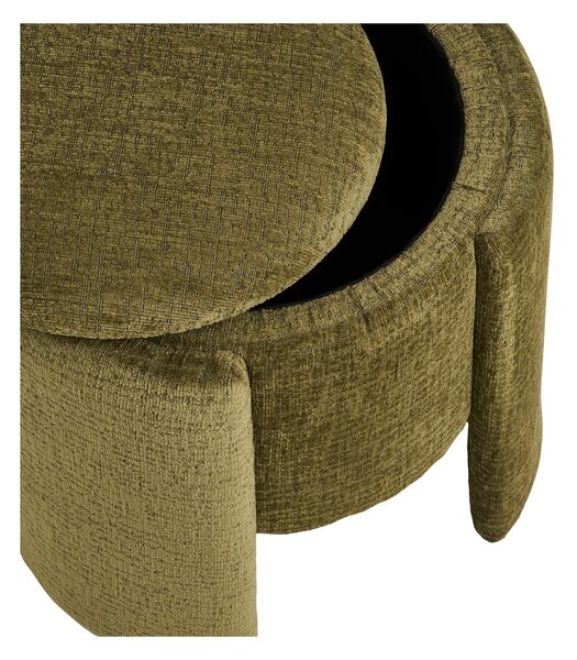 Taburet circular Walsdorf, Verde inchis, 42x42x44 cm