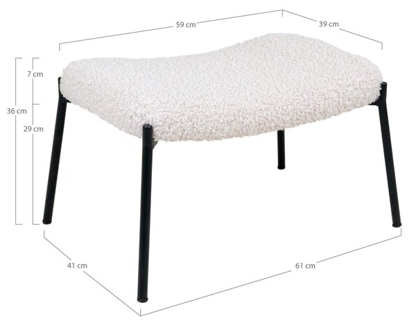 Taburet Glasgow, Alb, 42.5x63x39 cm
