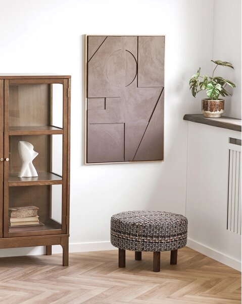 Taburet circular Falkirk, Negru, 50x50x36 cm