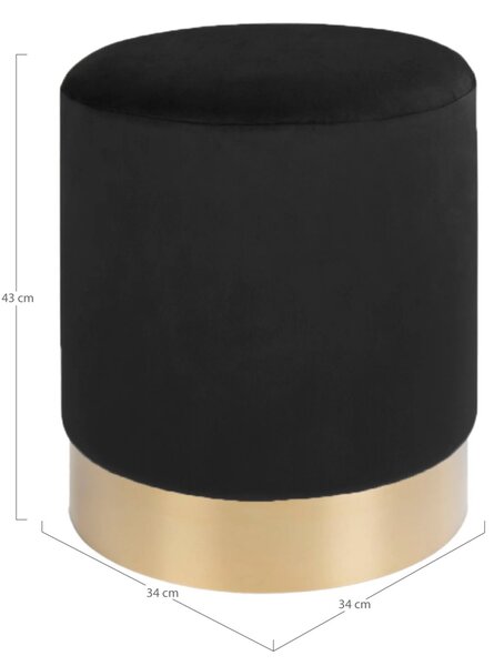 Taburet circular Gamby, Negru, 34x34x43 cm