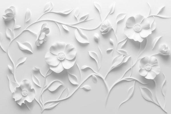 Tapet Ornament floral reliefat gri, Fototapet 3D, w09710 : Uwalls.ro