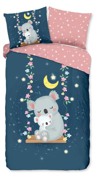 Lenjerie de pat din bumbac pentru copii Good Morning Koala, 140 x 220 cm