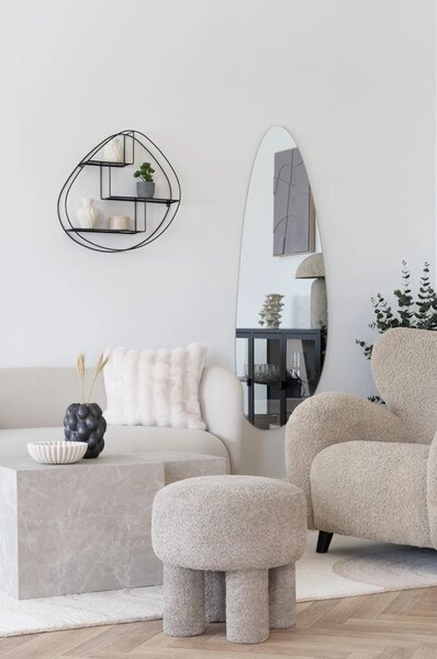 Taburet circular Canberra, Nisip inchis, 43x43x43 cm