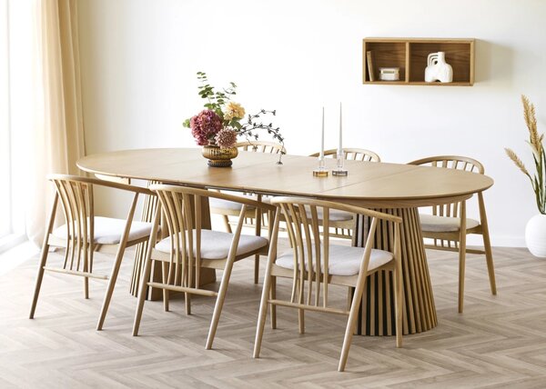 Set 7 piese Masa dining si scaune Osaka, Nuc natural, 120x120x78 cm