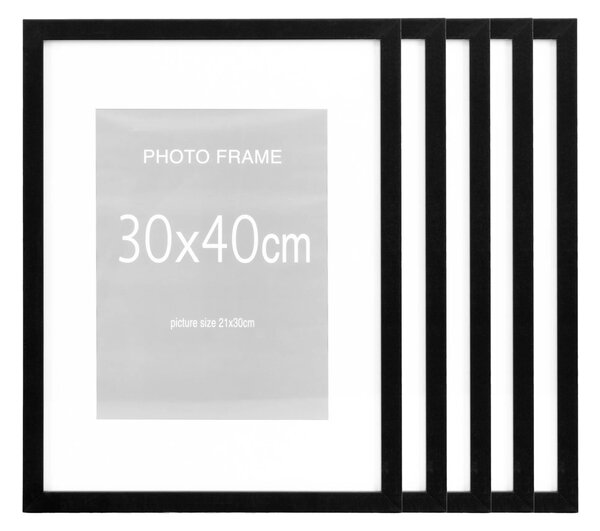 Set 5 piese Rame foto Marbella, Negru , 40x30x1.8 cm