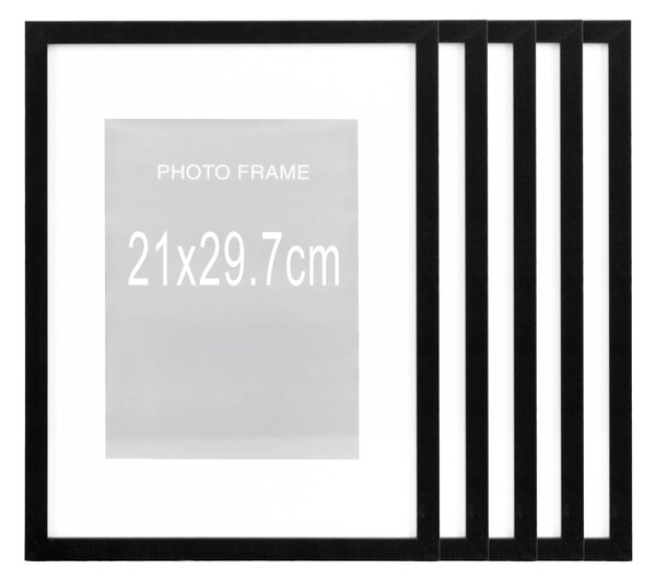 Set 5 piese Rame foto Marbella, Negru, 30x21x1.8 cm