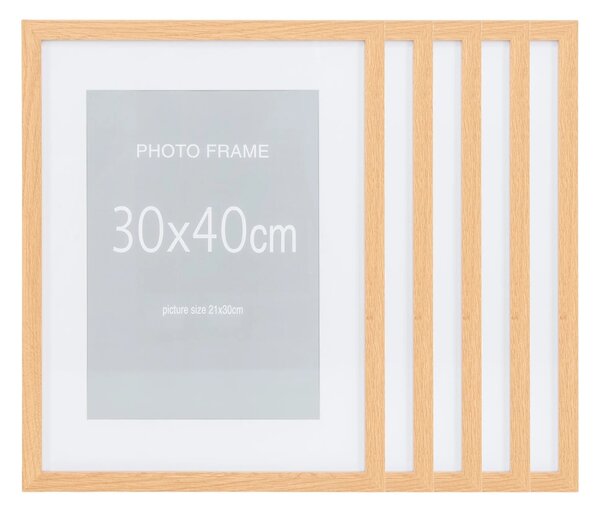 Set 5 piese Rame foto Marbella, Natural, 40x30x1.8 cm