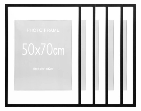 Set 5 piese Rame foto Marbella, Negru, 70x50x1.8 cm