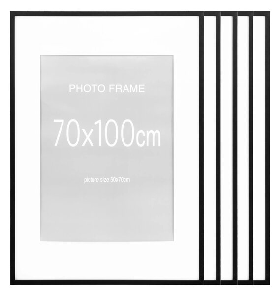 Set 5 piese Rame foto Marbella, Negru, 100x70x1.8 cm