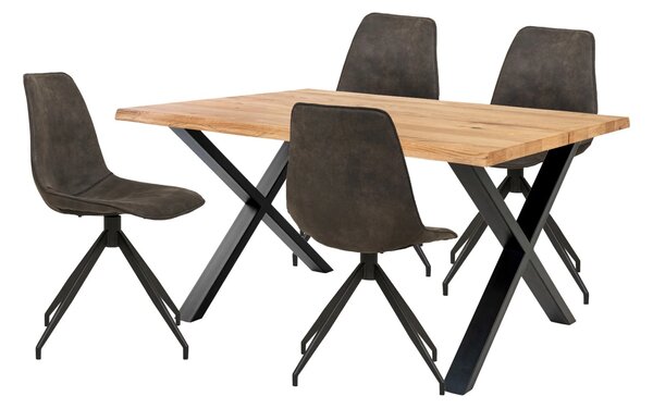 Set 5 piese Masa dining si scaune Toulon and Monaco, Maro, 140x56x95 cm