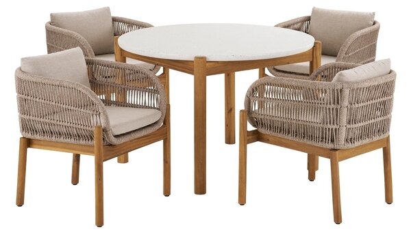 Set 5 piese Masa dining si scaune pentru gradina Terracina, Maro, 120x63x76 cm