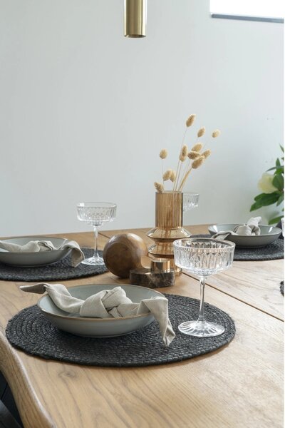 Set 4 piese Suporturi farfurie Bombay, Gri inchis, 38x38x0.5 cm