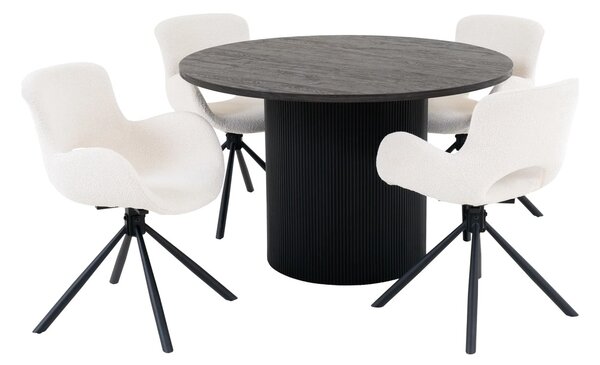 Set 5 piese Masa dining si scaune Boavista, Maro, 120x120x82.5 cm