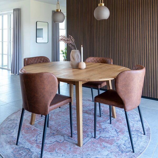 Set 5 piese Masa dining si scaune Metz, Natural, 158x118x83 cm