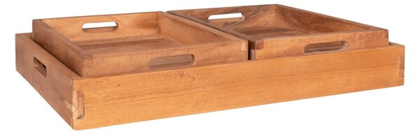 Set 3 piese Tavi decorative Faro, Teak, 39x29x5 cm