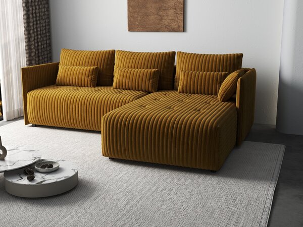 Colțar extensibil dumonde cu ladă de depozitare Malta Ambience Mustard II 235x185 cm