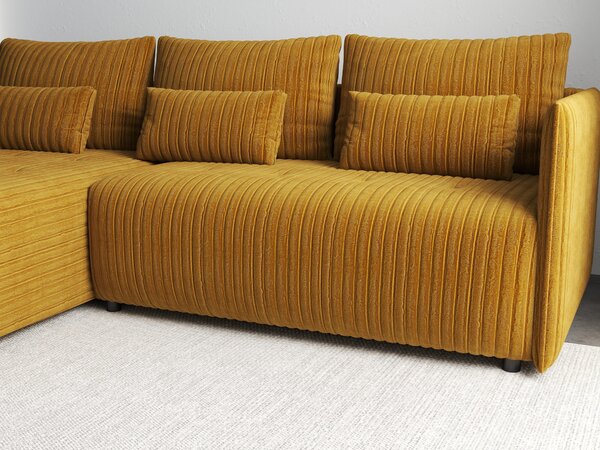 Colțar extensibil dumonde cu ladă de depozitare Malta Ambience Mustard 235x185 cm
