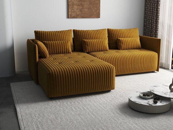 Colțar extensibil dumonde cu ladă de depozitare Malta Ambience Mustard 235x185 cm