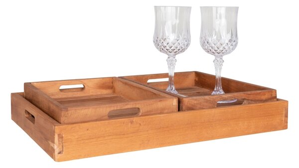 Set 3 piese Tavi decorative Faro, Teak, 39x29x5 cm
