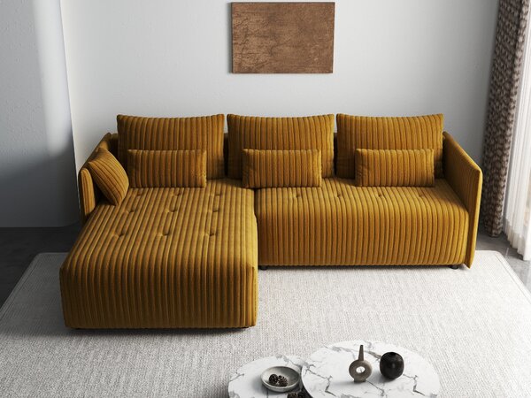 Colțar extensibil dumonde cu ladă de depozitare Malta Ambience Mustard 235x185 cm