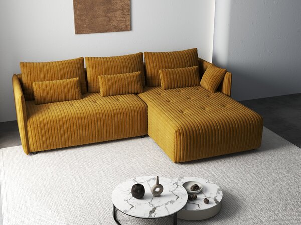 Colțar extensibil dumonde cu ladă de depozitare Malta Ambience Mustard II 235x185 cm