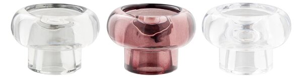 Set 3 piese Suporturi pentru lumanari, Transparent, 7x7x5 cm