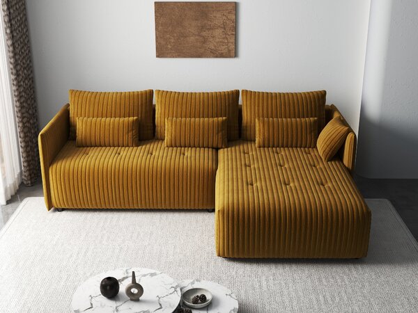 Colțar extensibil dumonde cu ladă de depozitare Malta Ambience Mustard II 235x185 cm