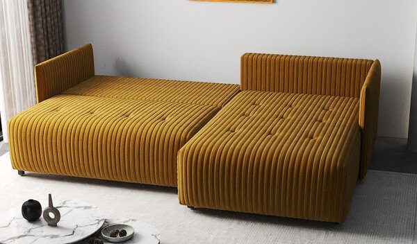 Colțar extensibil dumonde cu ladă de depozitare Malta Ambience Mustard II 235x185 cm
