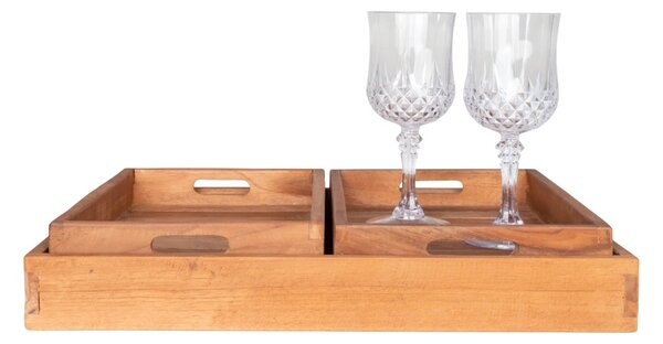 Set 3 piese Tavi decorative Faro, Teak, 39x29x5 cm