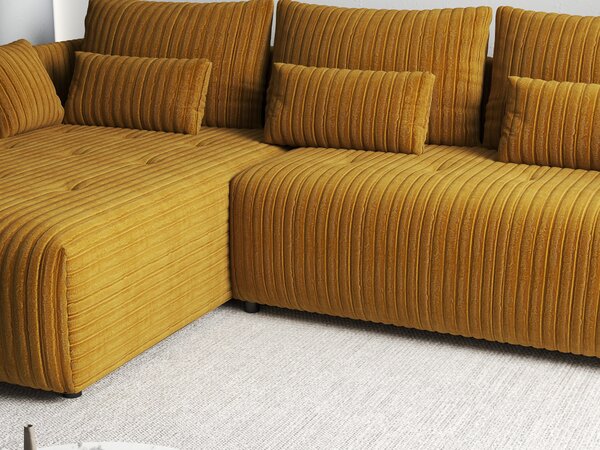 Colțar extensibil dumonde cu ladă de depozitare Malta Ambience Mustard 235x185 cm