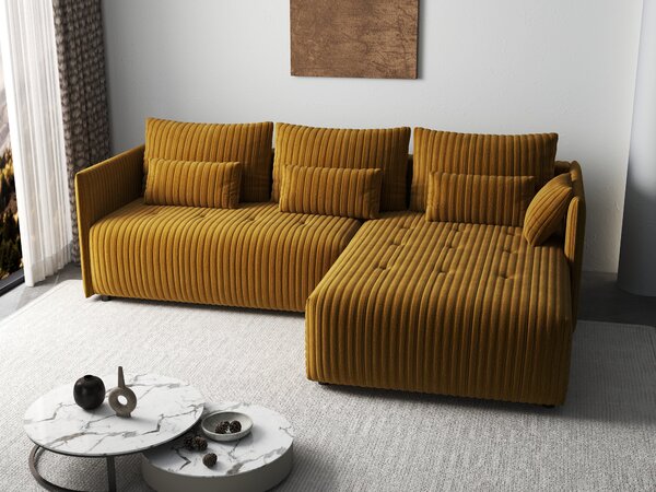 Colțar extensibil dumonde cu ladă de depozitare Malta Ambience Mustard II 235x185 cm