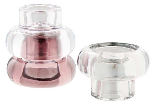 Set 3 piese Suporturi pentru lumanari, Transparent, 7x7x5 cm