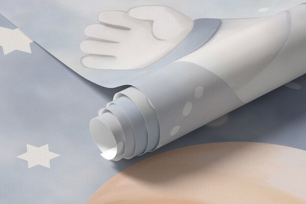 Tapet un mic astronaut printre planete și stele, Imagini de fundal unice, w05233 : Uwalls.ro