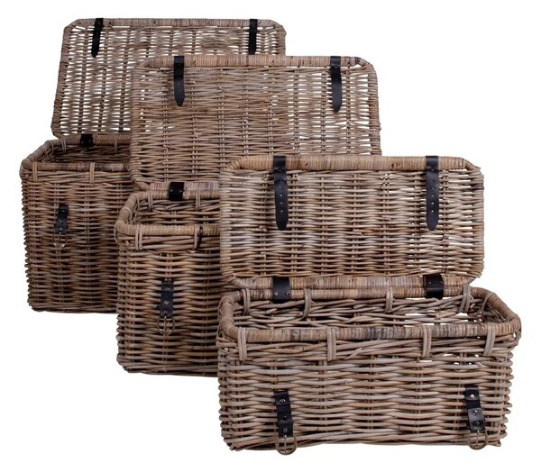 Set 3 piese Cufere depozitare Depok, Gri, 81x51x48 cm