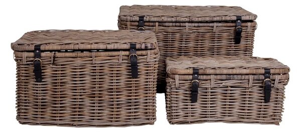 Set 3 piese Cufere depozitare Depok, Gri, 81x51x48 cm