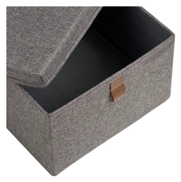 Set 3 piese Cutii de depozitare textile Noto, Gri inchis, 38x26x16 cm