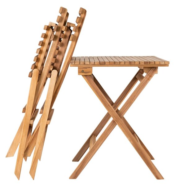 Set 3 piese Masa cafenea si scaune Cuenca, Natural, 60x46x75 cm
