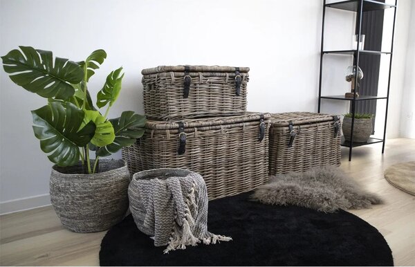 Set 3 piese Cufere depozitare Depok, Gri, 81x51x48 cm