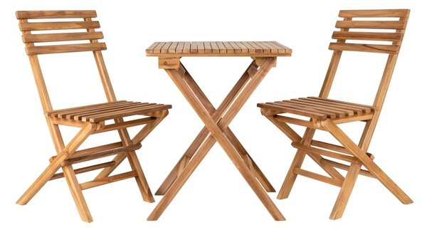 Set 3 piese Masa cafenea si scaune Cuenca, Natural, 60x46x75 cm