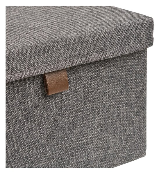 Set 3 piese Cutii de depozitare textile Noto, Gri inchis, 38x26x16 cm